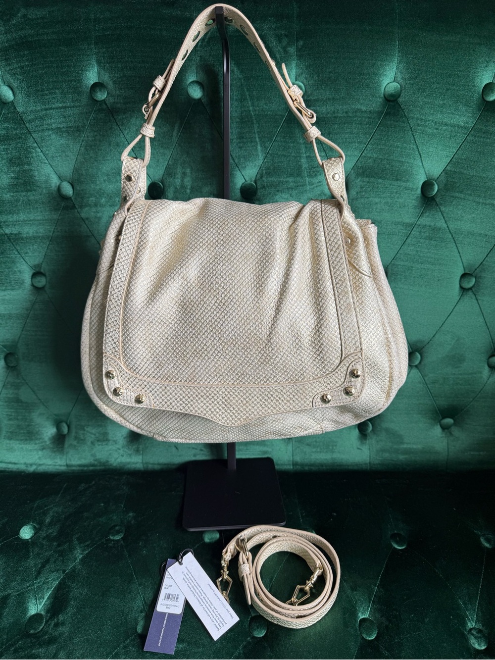Rebecca Minkoff Moonstruck Gold Leather Hobo Crossbody Bag $550 MSRP Dust Bag